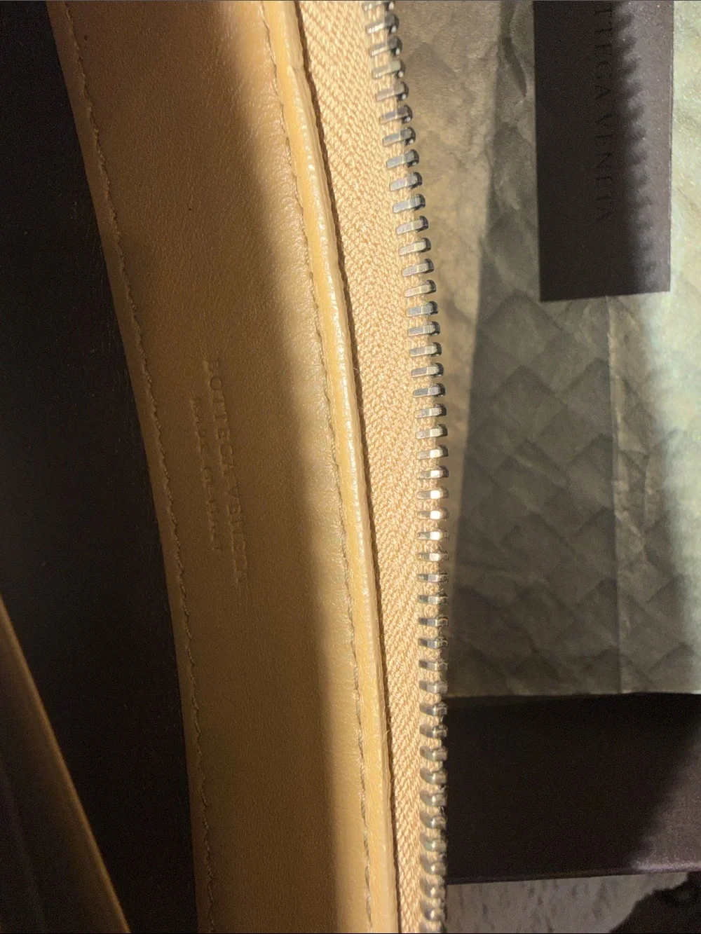 Bottega Veneta Tan Intrecciato Zip Wallet
